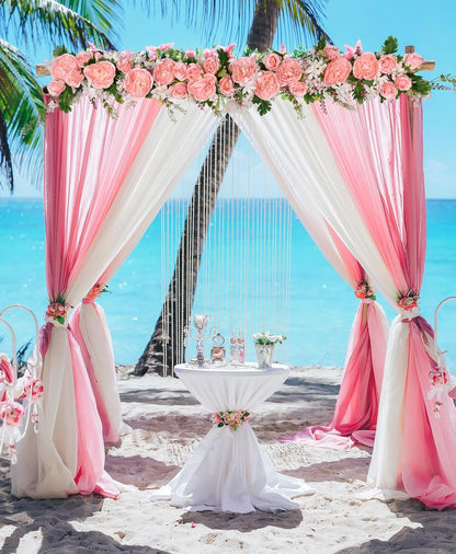 2Pack Artificial Peony Flower Garland - Silk Peony Garland with Pink Flowers for Wedding Party Table Decoration,6ft/Strand