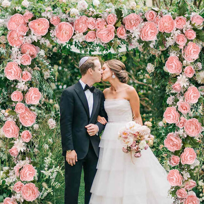 2Pack Artificial Peony Flower Garland - Silk Peony Garland with Pink Flowers for Wedding Party Table Decoration,6ft/Strand