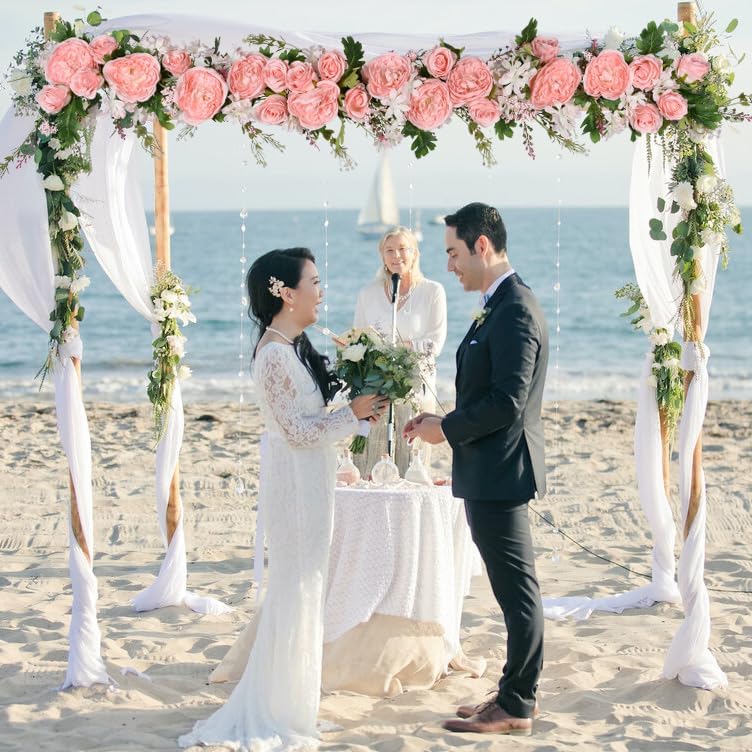 2Pack Artificial Peony Flower Garland - Silk Peony Garland with Pink Flowers for Wedding Party Table Decoration,6ft/Strand