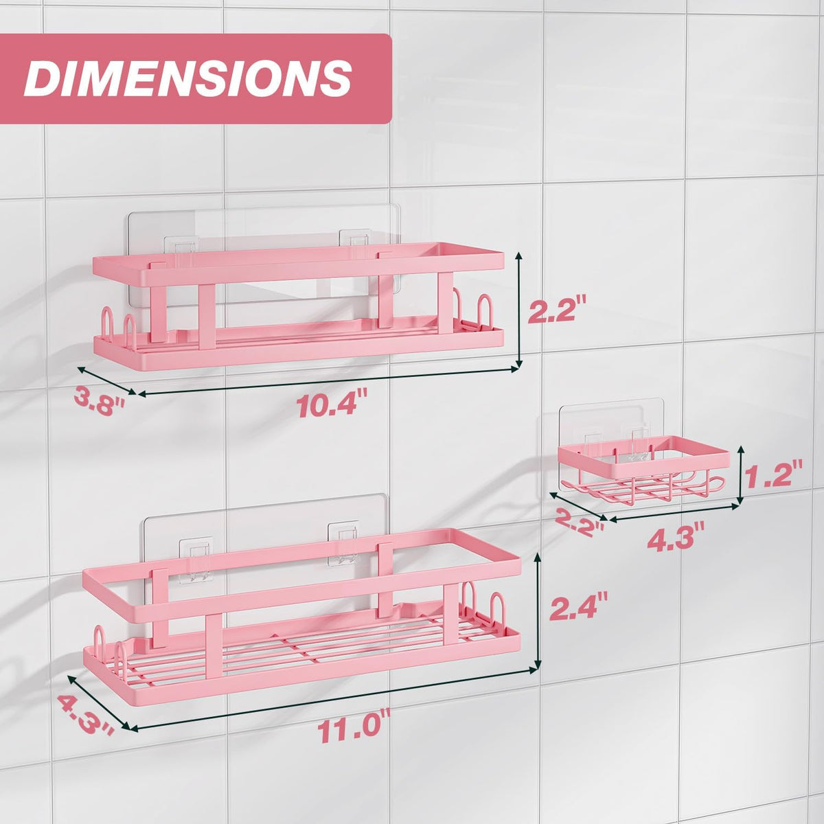 Pink Shower Caddy, 3 Pack