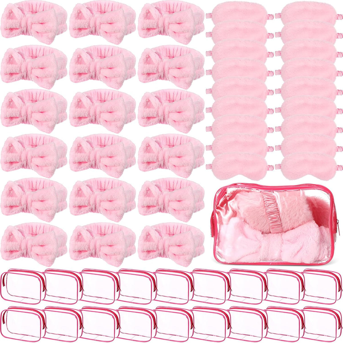 54 Pcs Pink Spa Party Favors Set Headbands Eye Masks Bags Girls