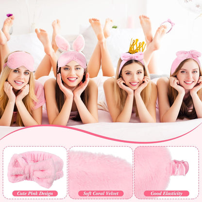 54 Pcs Pink Spa Party Favors Set Headbands Eye Masks Bags Girls