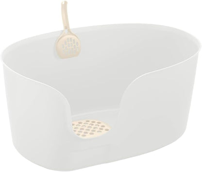 Richell PAW TRAX High Wall Cat Litter Box XL, Large High Sides Cat Litter Pan in White