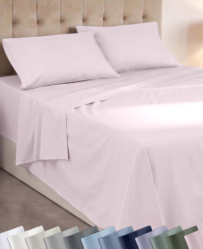 Super Soft 100% Cotton Full Size Bed Sheet Set, 4 Pc Set, Pink