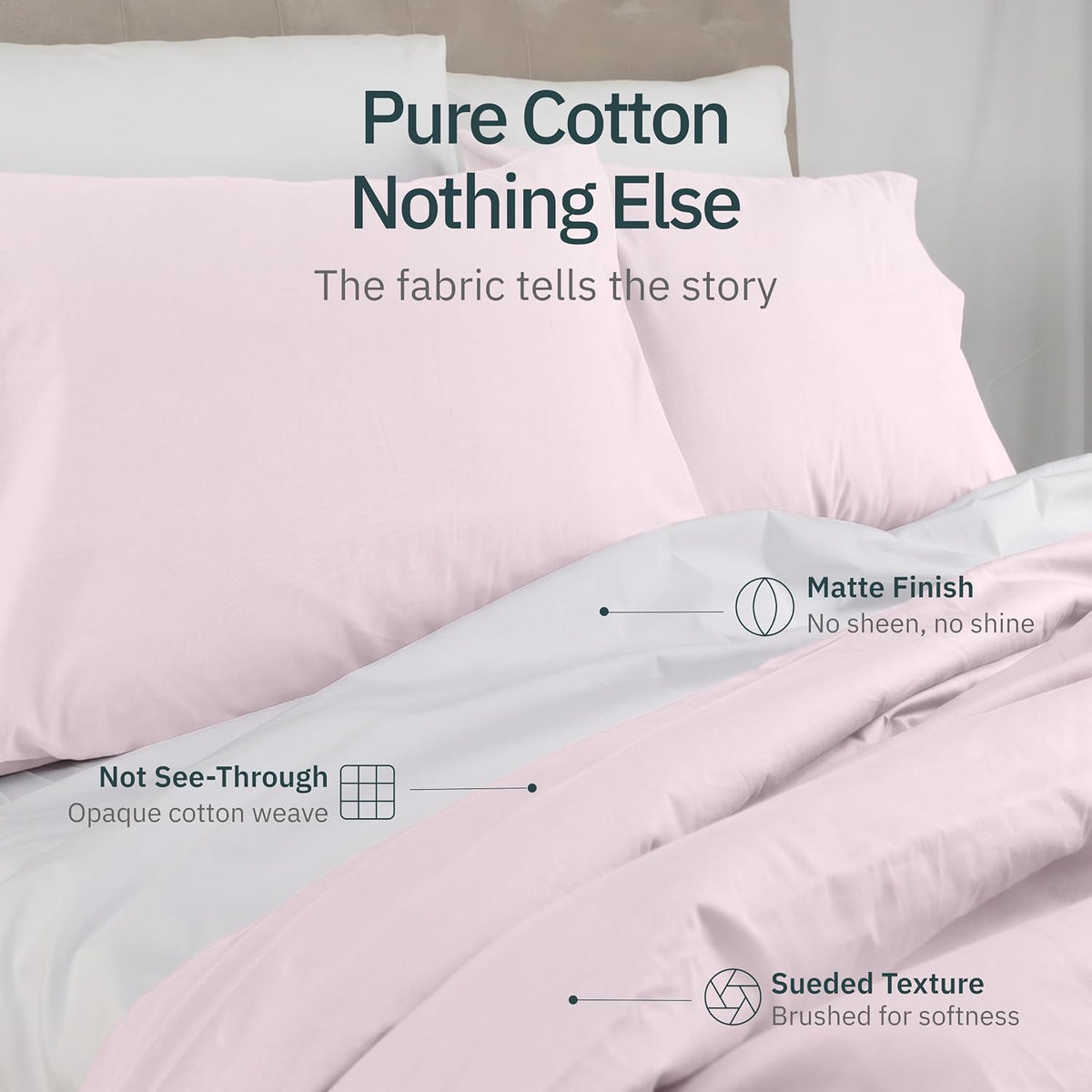 Super Soft 100% Cotton Full Size Bed Sheet Set, 4 Pc Set, Pink