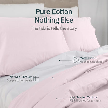 Super Soft 100% Cotton Full Size Bed Sheet Set, 4 Pc Set, Pink