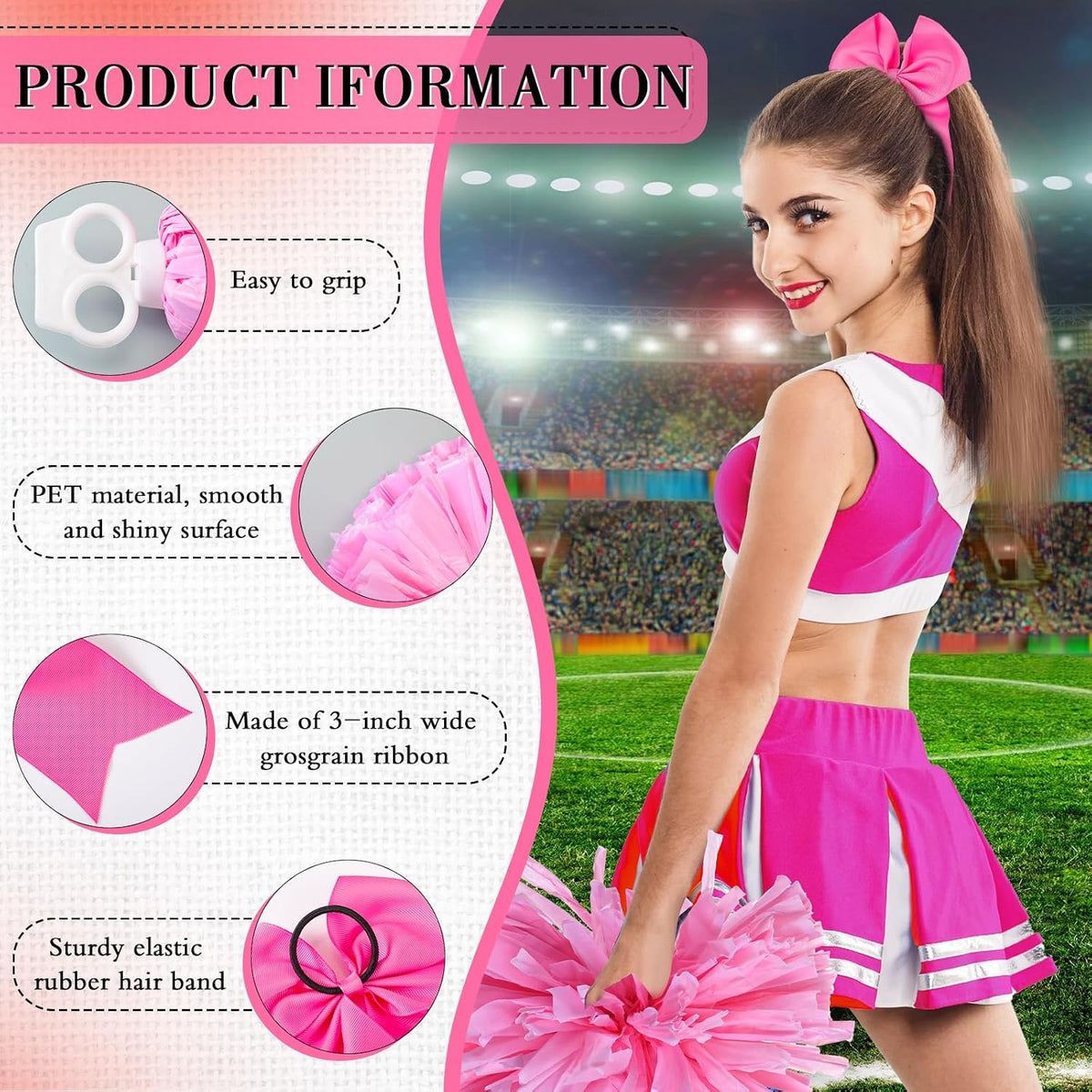 3 Pcs Cheerleading Pom Poms Large
