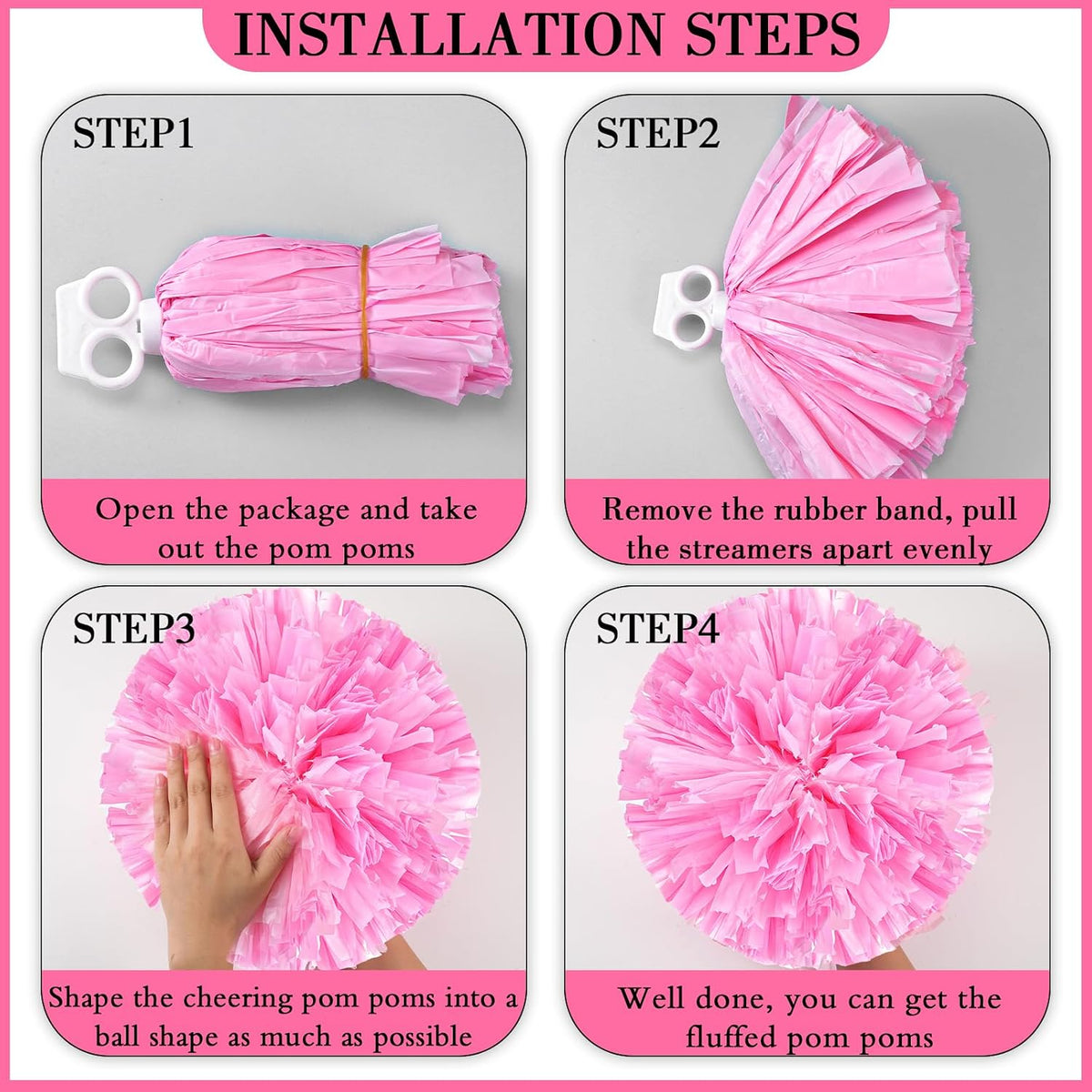 3 Pcs Cheerleading Pom Poms Large