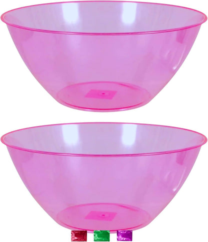 Light Pink Plastic Serving Bowls Set of 2, 7x11.25 Inch Reusable Round Bowls for Party Snacks Candy Popcorn Salad Fruit Kitchen Use with Snoep in Beperkte Oplage