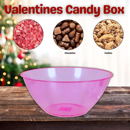 Light Pink Plastic Serving Bowls Set of 2, 7x11.25 Inch Reusable Round Bowls for Party Snacks Candy Popcorn Salad Fruit Kitchen Use with Snoep in Beperkte Oplage
