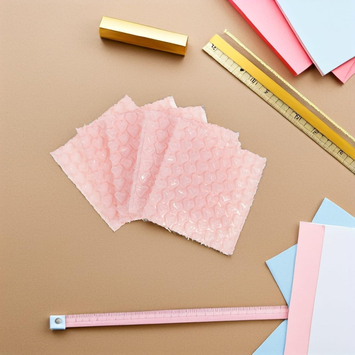 50pcs Pink Heart-shaped Air Bubble Bags for Shipping Fragile Items and Parcels, Lightweight Plastic Bubble Padded Bags with Quick Packing Feature, for Shipping Boxes and Storage