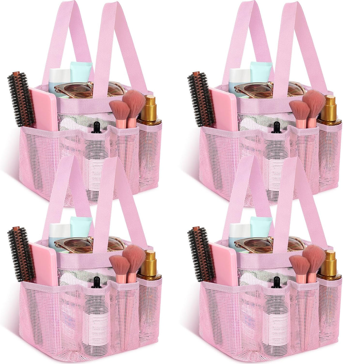 4 Pcs Portable Mesh Shower Caddy, Pink