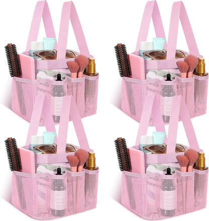 4 Pcs Portable Mesh Shower Caddy, Pink