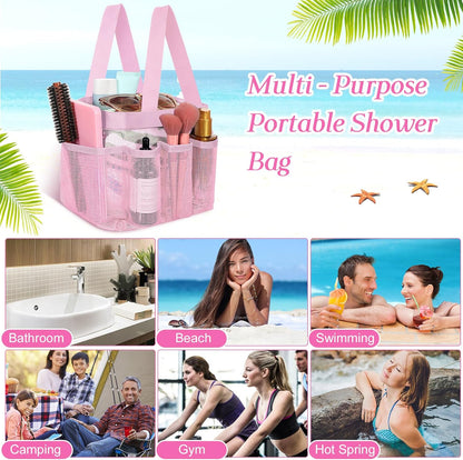 4 Pcs Portable Mesh Shower Caddy, Pink