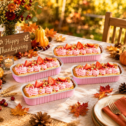 Mini Cake Pans with Lids, 100 Pack Pink 6.8oz for Picnic Desserts