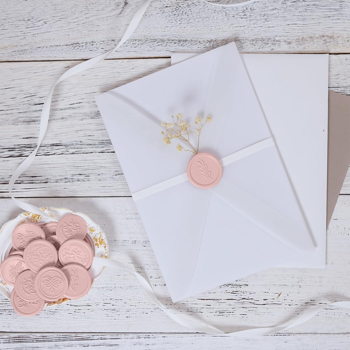 Blush Pink Sealing Wax Sticks for Wax Seal Stamp - Perfect for Wedding Invitations, Cards Envelopes, Snail Mails, Wine Packages, Christmas Gift Ideas, Pack of 8
