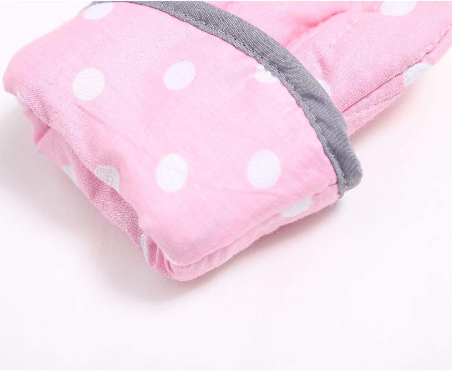 Kitchen Oven Mitts for Kids, Heat Resistant Cotton Oven Gloves Set of 2 for Cooking Baking, Kitchen Gloves for Farmhouse Restaurant, Polka Dots Pink