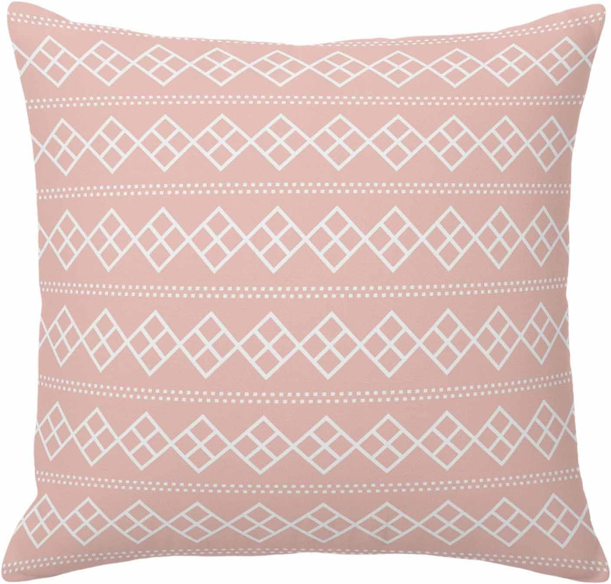 Peach Pink Checkered Throw Pillow Cover Abstract White Geometric Argyle Stripe Cotton Linen Cushion Cover Throw Pillow Case with Invisible Zipper for Couch Sofa Bed Chair Car 26x26 Inch