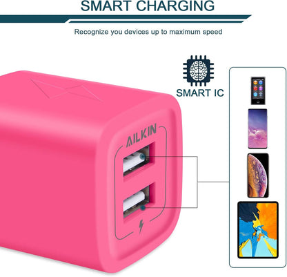 Wall Charger, USB Plug Fast Charging Block Power Adapter Cube 2 Port