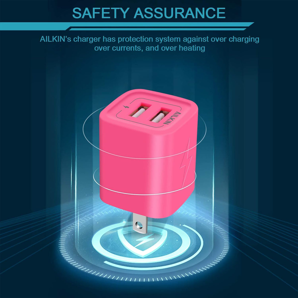 Wall Charger, USB Plug Fast Charging Block Power Adapter Cube 2 Port