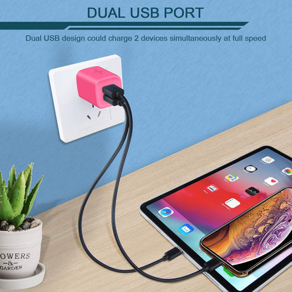 Wall Charger, USB Plug Fast Charging Block Power Adapter Cube 2 Port