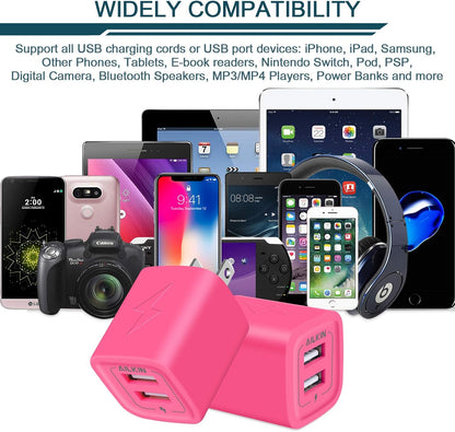 Wall Charger, USB Plug Fast Charging Block Power Adapter Cube 2 Port