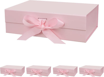 5 Pack 10.5"x7.5"x3.1" Pink Magnetic Gift Box with Lids for Present