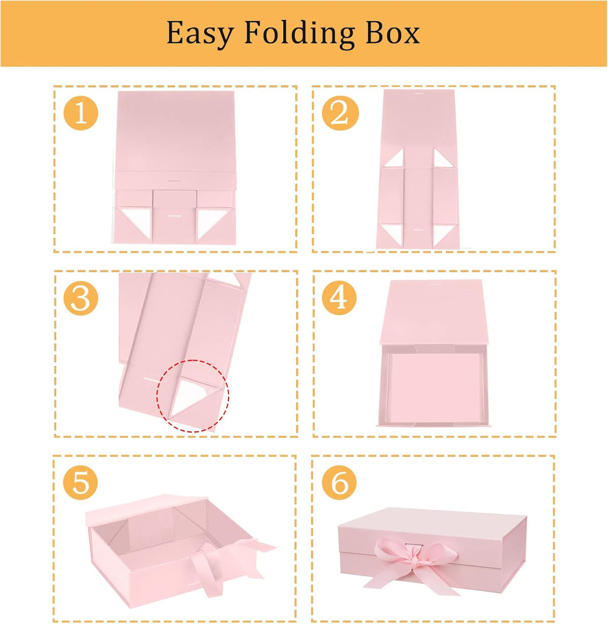 5 Pack 10.5"x7.5"x3.1" Pink Magnetic Gift Box with Lids for Present