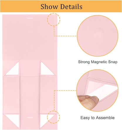 5 Pack 10.5"x7.5"x3.1" Pink Magnetic Gift Box with Lids for Present