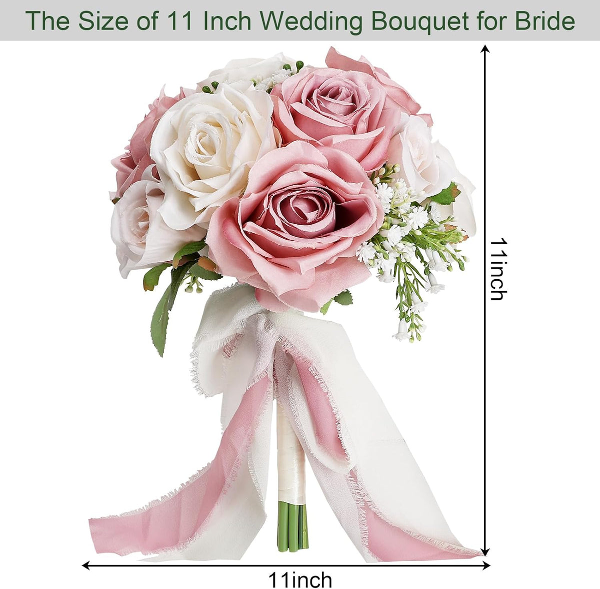 Dusty Pink & White Wedding Bouquet for Bride - Premade