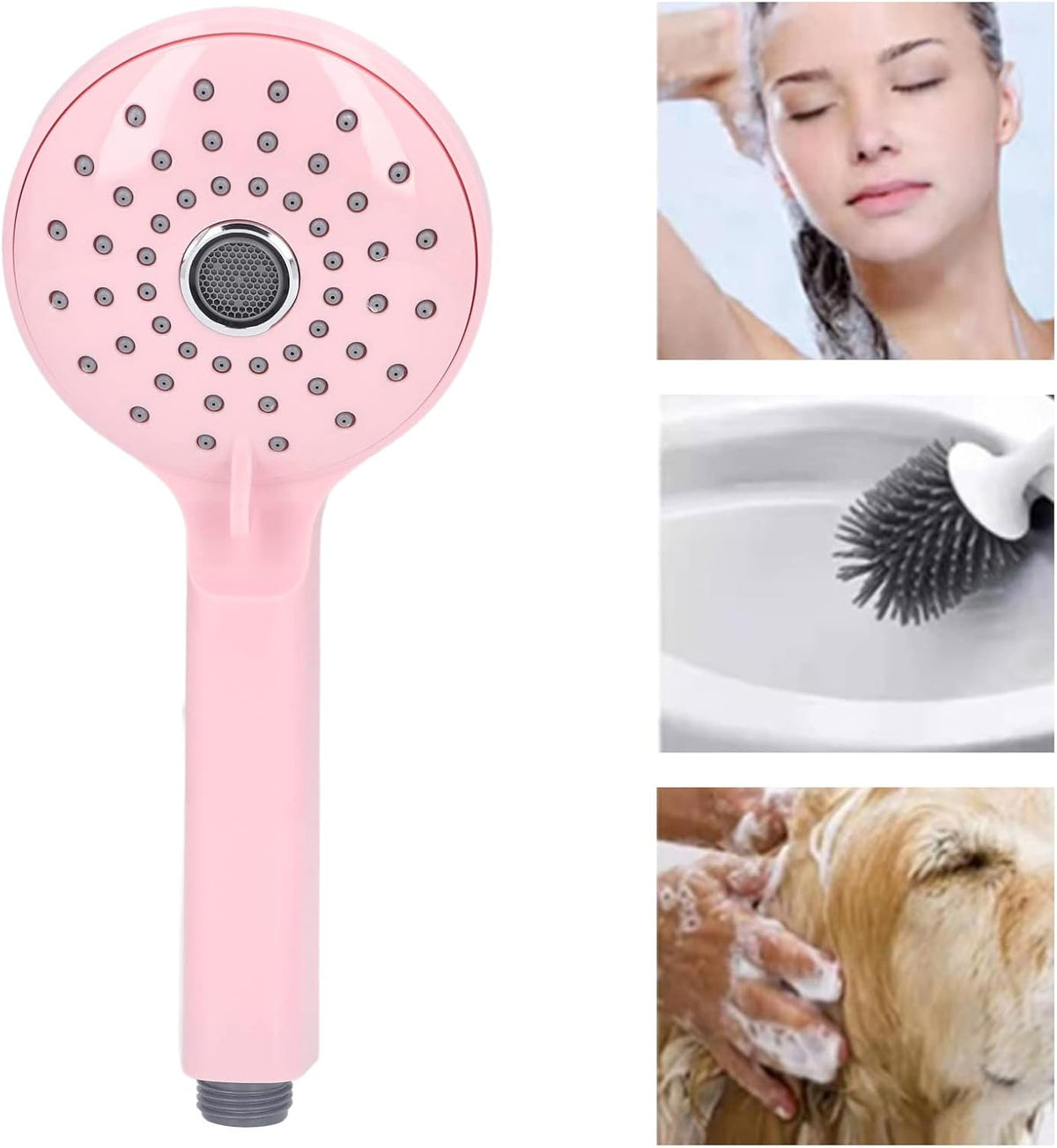 Pressurized Shower Head, Macaron color ABS Handheld Two Modes High Pressure Shower Sprayer, Anti-Clog Detachable Removable Showerhead Luxury Showerheads, 1 Min Installation(Pink)