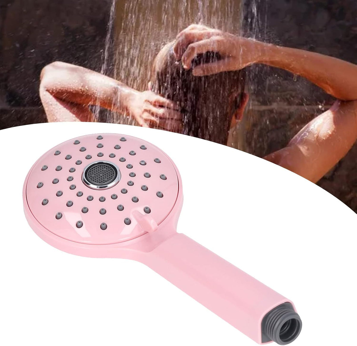 Pressurized Shower Head, Macaron color ABS Handheld Two Modes High Pressure Shower Sprayer, Anti-Clog Detachable Removable Showerhead Luxury Showerheads, 1 Min Installation(Pink)
