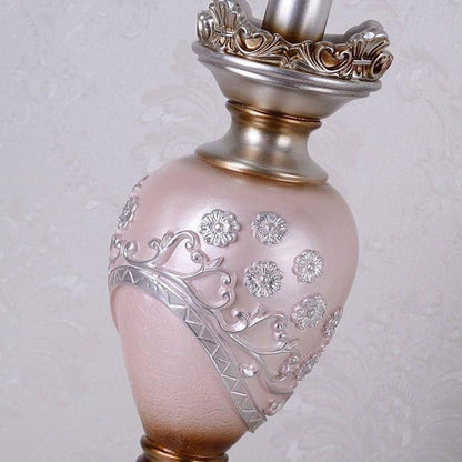 Vintage Pink Table Lamp, Princess Victorian Style Table Lamp with Lace,Bedside Lamps,Pleated Fabric Shade Desk Light,Antique Flower Night Light for Bedroom Living Room (Pink2)