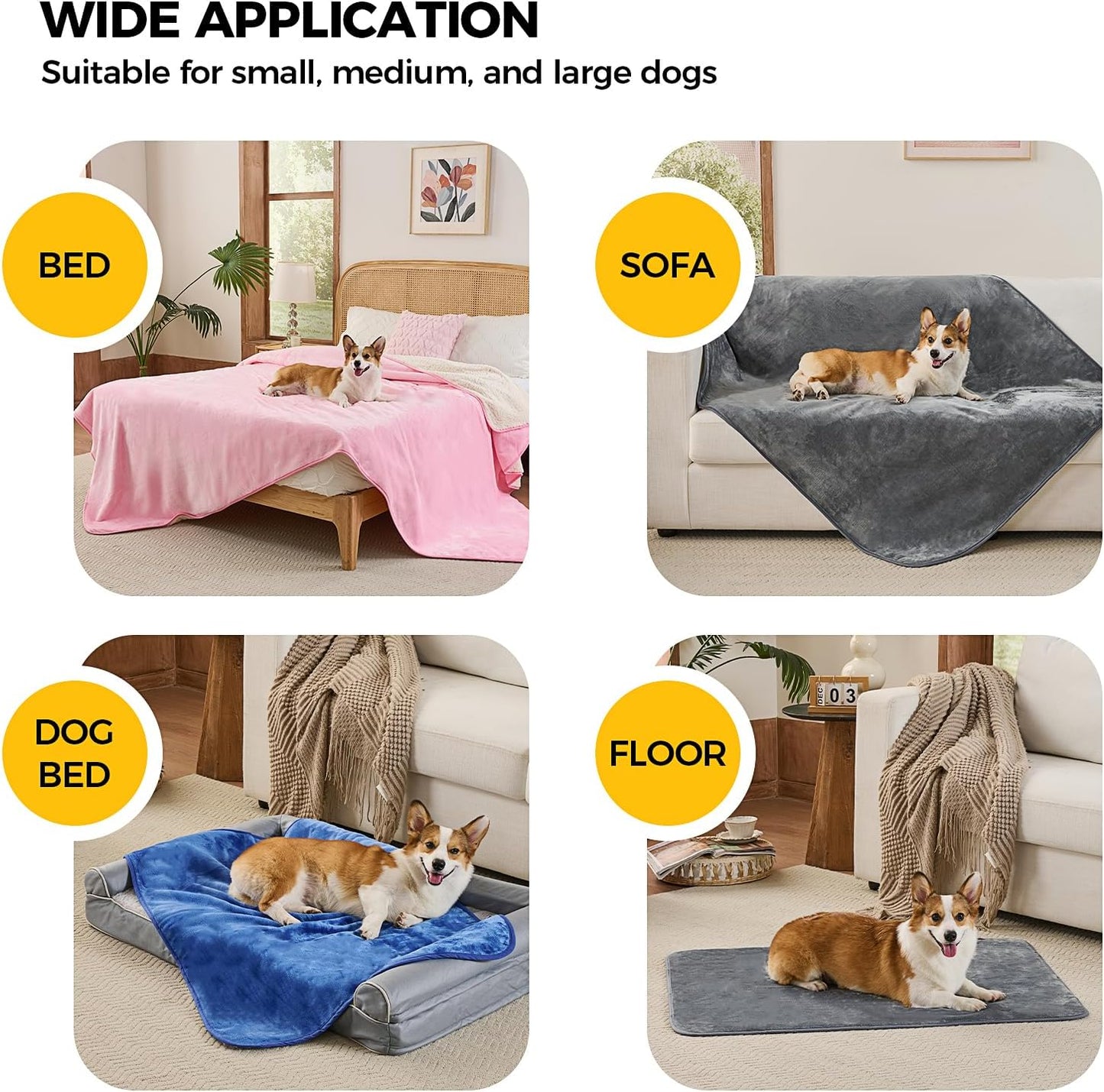 Waterproof Blanket for King Size Bed - 108"x86" Soft Reversible Sherpa Fleece Flannel Dog Blankets for Large Dogs, Pet Blanket for Bed, Couch, Soft Plush Furniture Protector, Pink