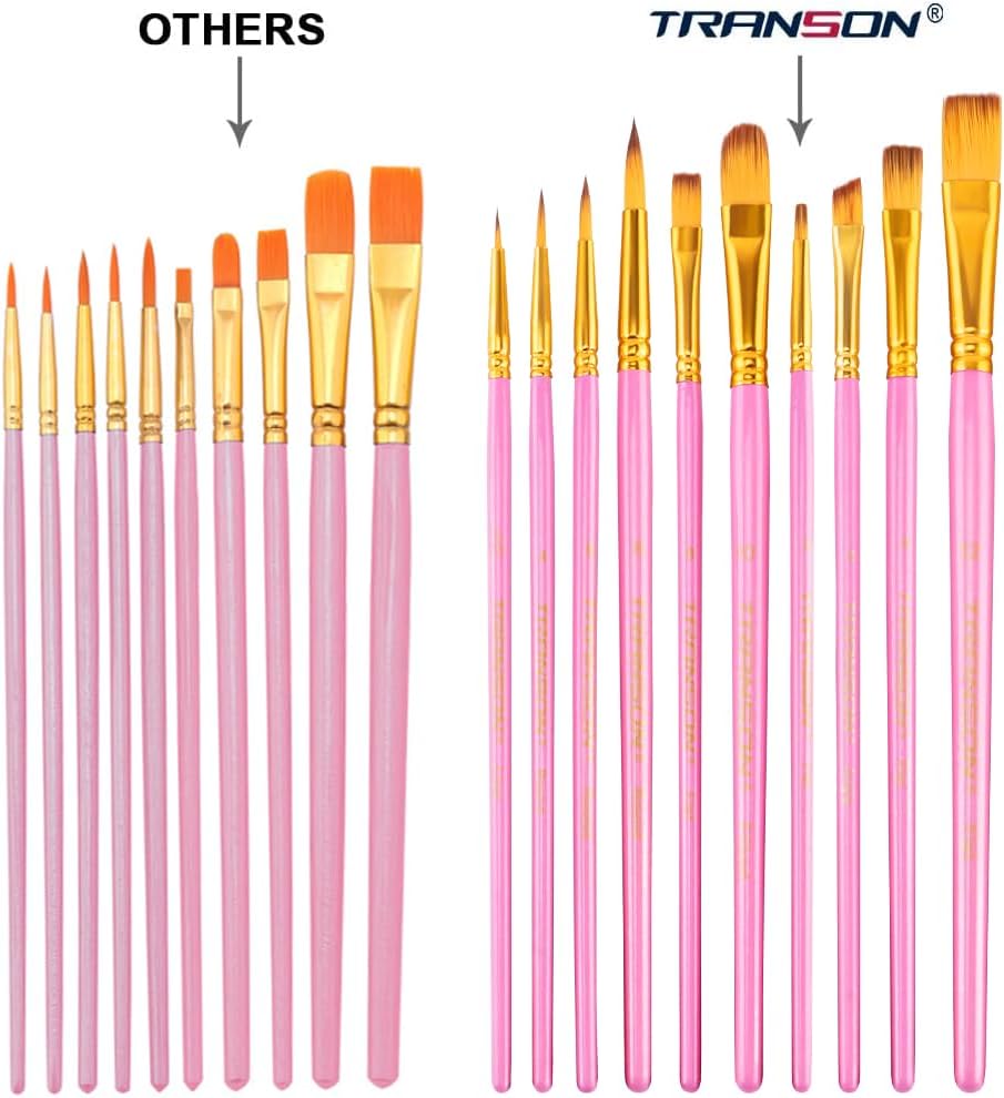 20pcs Bulk Artist Paint Brush Set for Acrylic Watercolor Gouache Hobby Craft Face Painting Pink