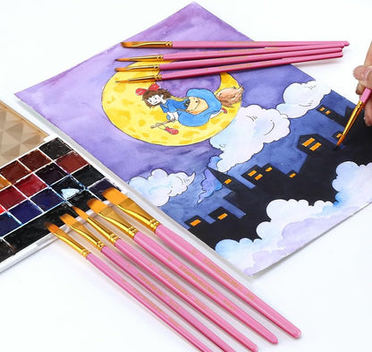 20pcs Bulk Artist Paint Brush Set for Acrylic Watercolor Gouache Hobby Craft Face Painting Pink