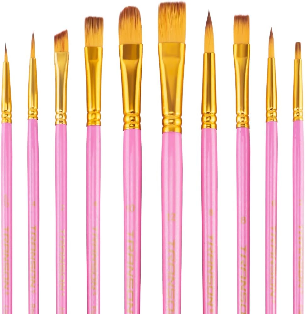 20pcs Bulk Artist Paint Brush Set for Acrylic Watercolor Gouache Hobby Craft Face Painting Pink