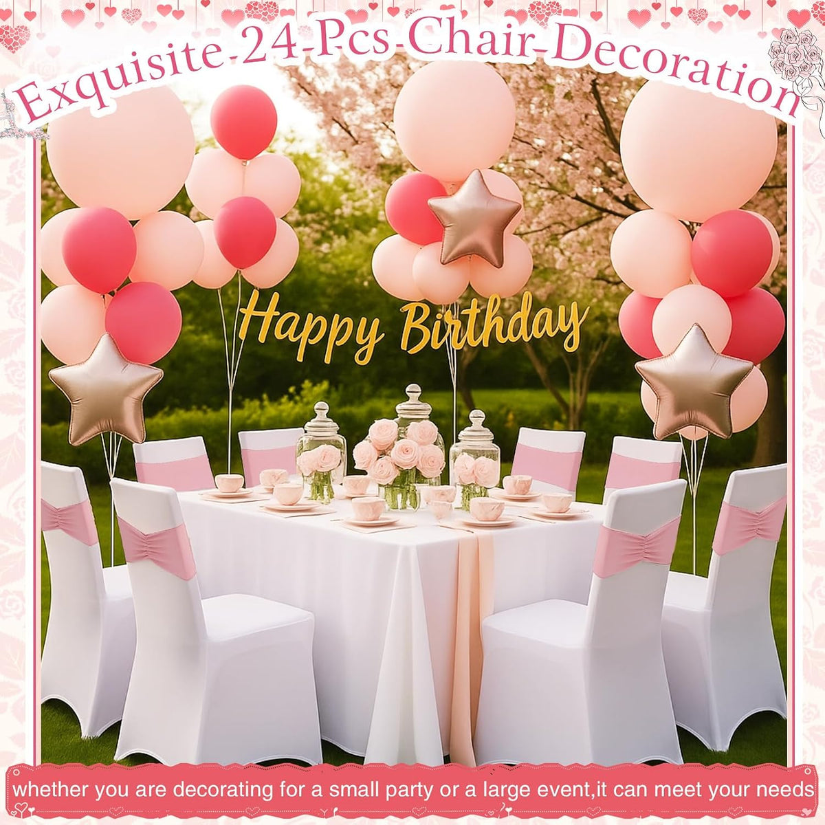 24 Pcs Folding Chair Cover Set with 12 White Spandex Stretch Slipcovers 12 Bows Chair Sashes Washable Chairs Protectors for Wedding Party Banquet Anniversary Events Dining Decor(Pink)