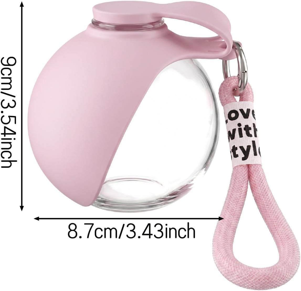 2 in 1 Portable Dog Water Bottle - No-Spill Pet Water Dispenser Feeder with Foldable Silicone Bowl, 9.64Oz Compact and Reusable Tumbler for Outdoor Activities (Pink)