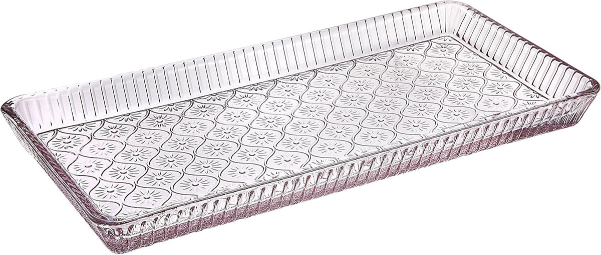 Serving Tray, Serving Platter, Vanity Jewelry Tray, Table Decor - 12"x 6", Pink, Claro Collection