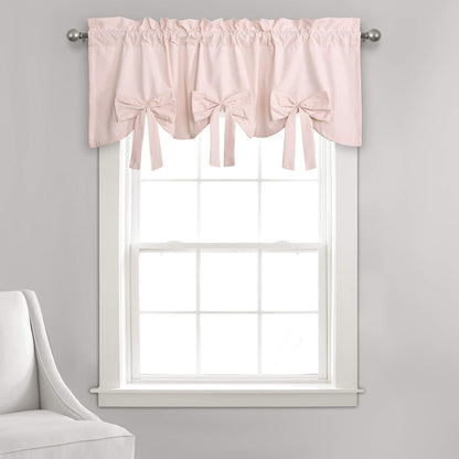 Melody Bow Valance Curtain 52" W x 18" L +3" Blush - Bow Curtains - Kitchen Valances for Windows - Coquette Valance Curtains for Bathroom