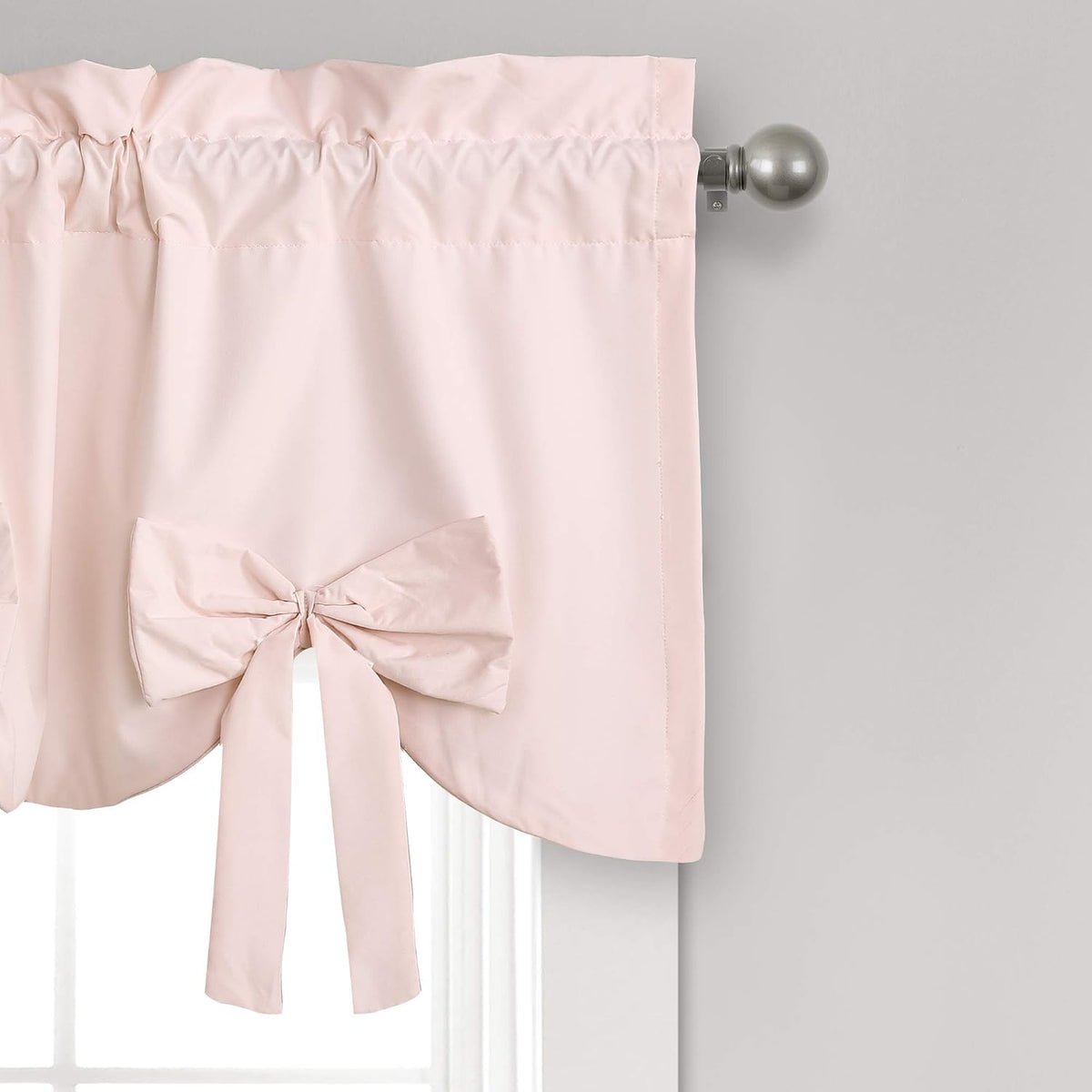Melody Bow Valance Curtain 52" W x 18" L +3" Blush - Bow Curtains - Kitchen Valances for Windows - Coquette Valance Curtains for Bathroom