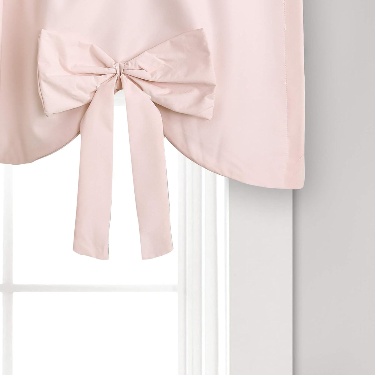 Melody Bow Valance Curtain 52" W x 18" L +3" Blush - Bow Curtains - Kitchen Valances for Windows - Coquette Valance Curtains for Bathroom