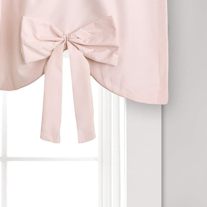 Melody Bow Valance Curtain 52" W x 18" L +3" Blush - Bow Curtains - Kitchen Valances for Windows - Coquette Valance Curtains for Bathroom