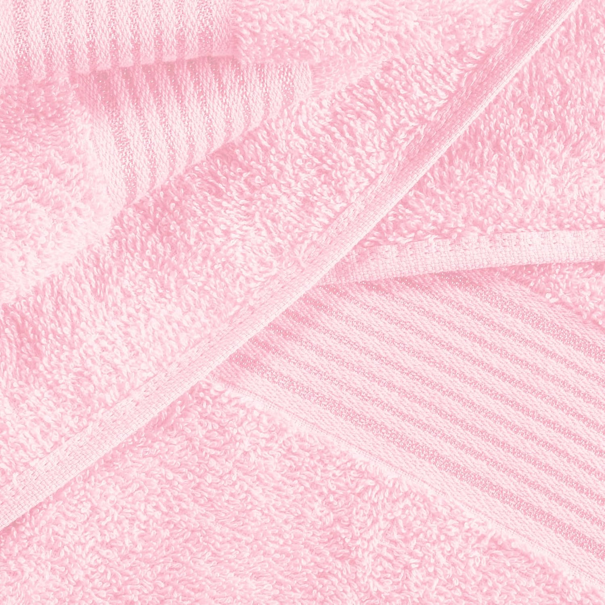Ultra Soft 6 Pack Cotton Towel Set, Contains 2 Bath Towels 28x55 inch, 2 Hand Towels 16x24 inch & 2 Wash Coths 12x12 inch, Ideal Everyday use, Compact & Lightweight - Pink