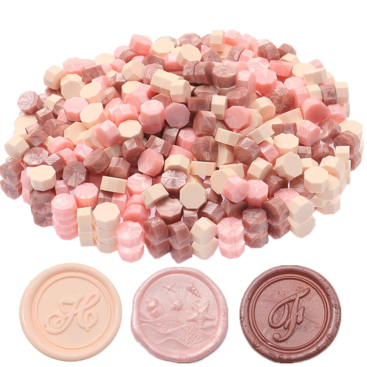 300Pcs Wax Seal Beads, Pink Mix Sealing Wax Beads for Wax Seal Stamp, Pearl Pink Wax Seal Beads Set with 3 Colors Rose Gold Wax Sealing Perfect for Gift Sealing, Letter Wax Sealing (Pink Mix)
