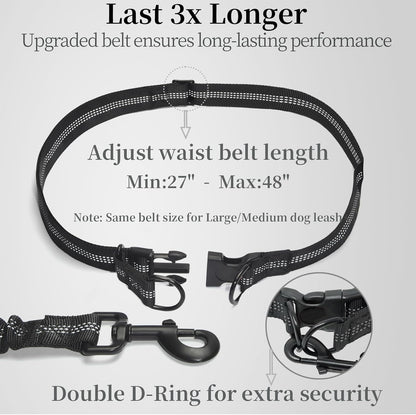 Hands Free Dog Leash with Zipper Pouch, Dual Padded Handles and Durable Bungee for Walking, Jogging and Running Your Dog (Medium, 8-25 lbs, Pink)