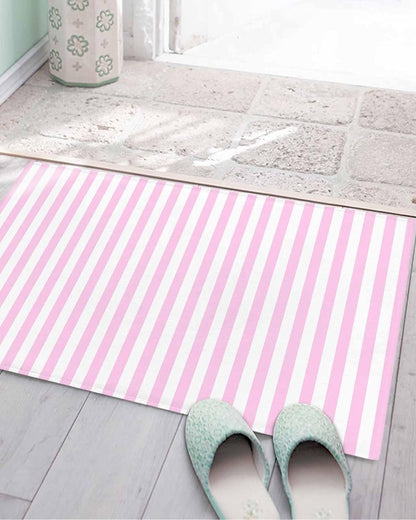 Bathroom Rug Bath Mat,Pink Stripes Minimalist Art Absorbent Non Slip Soft Microfiber Shaggy Plush Bath Rugs for Shower,Romantic Style 16"x24"