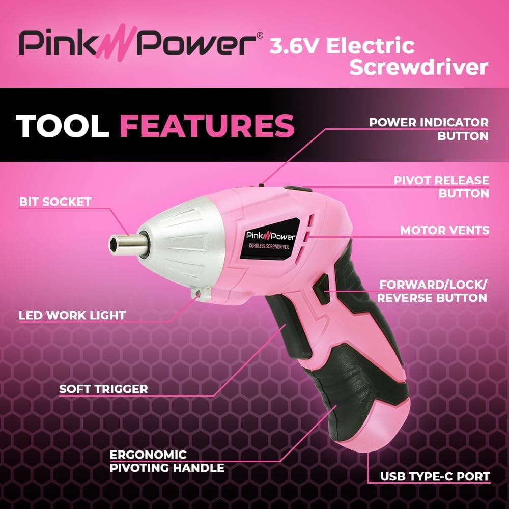 3.6 Volt Electric Screwdriver Cordless Rechargeable for Women
