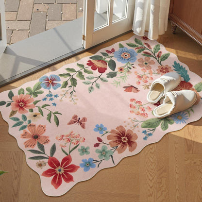 Floral Pink Rugs for Entryway, 2X3 Washable Kitchen Rug Non Slip